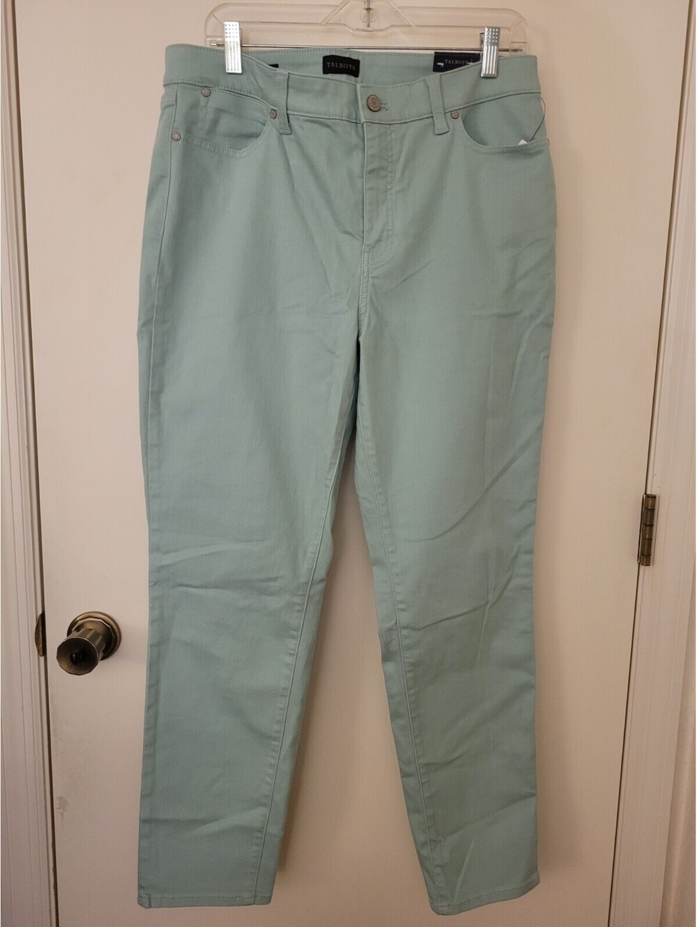 Talbots Women's Slim Ankle Jeans Mint Green Mid-Rise Stretch Size 12 NWT Classic - Picture 2 of 9